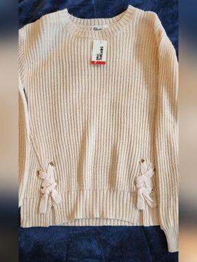 Epic Threads Creole Pink Metallic Ribbed  Crewneck Sweater Size L